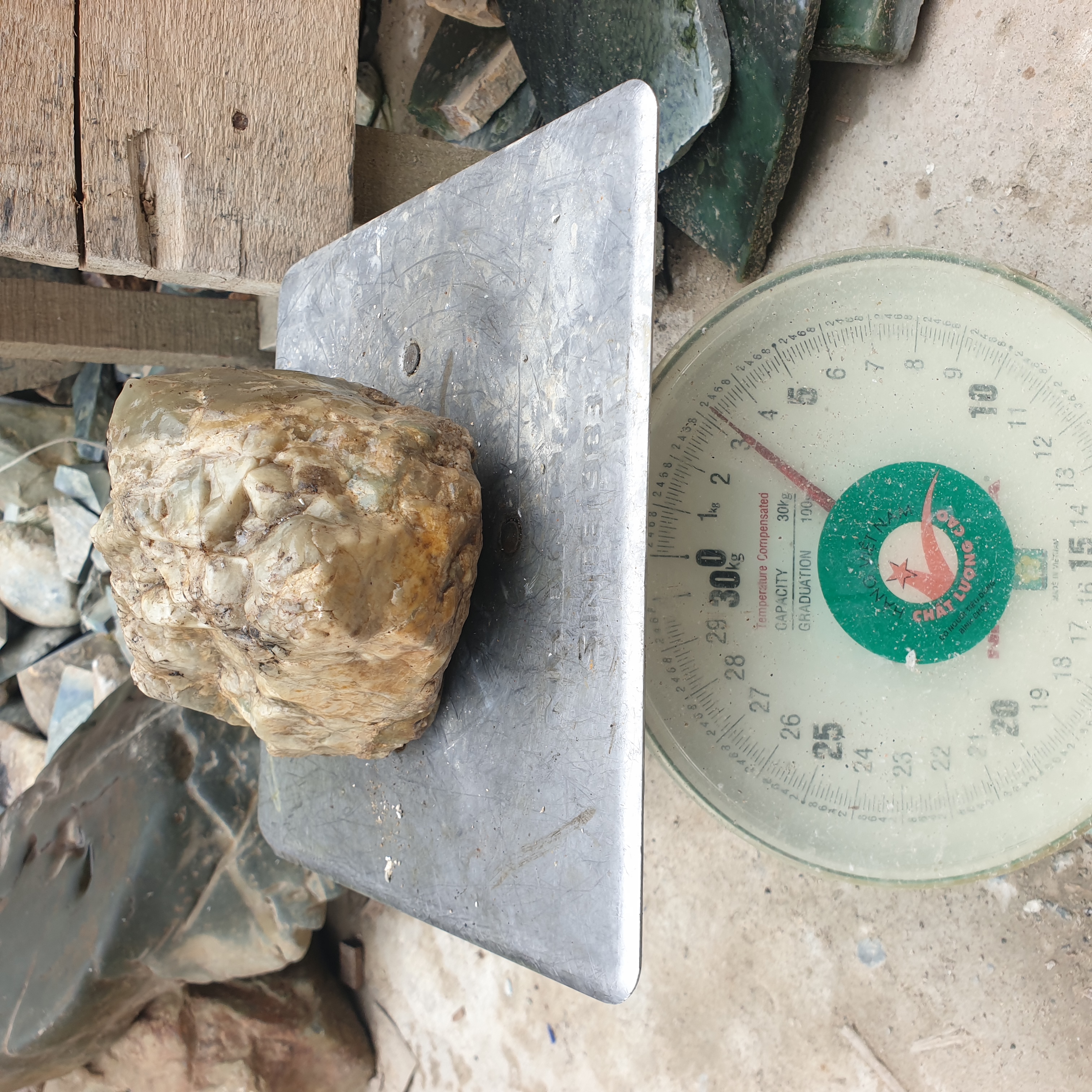 Aceh Natural Gray-Green Ice Jade Rough Stone with Organic Weathered Surface Textures – 3.2 KG