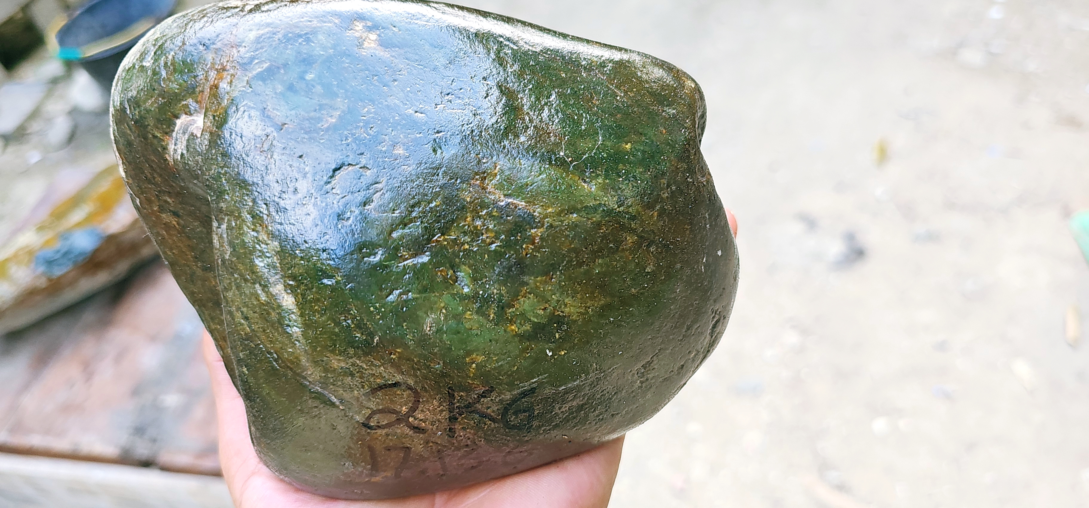 Aceh Natural Deep Nephrite Jade with Smoky Moss Green Undertones and Naturally Weathered Contours Rough Stone – 2 KG