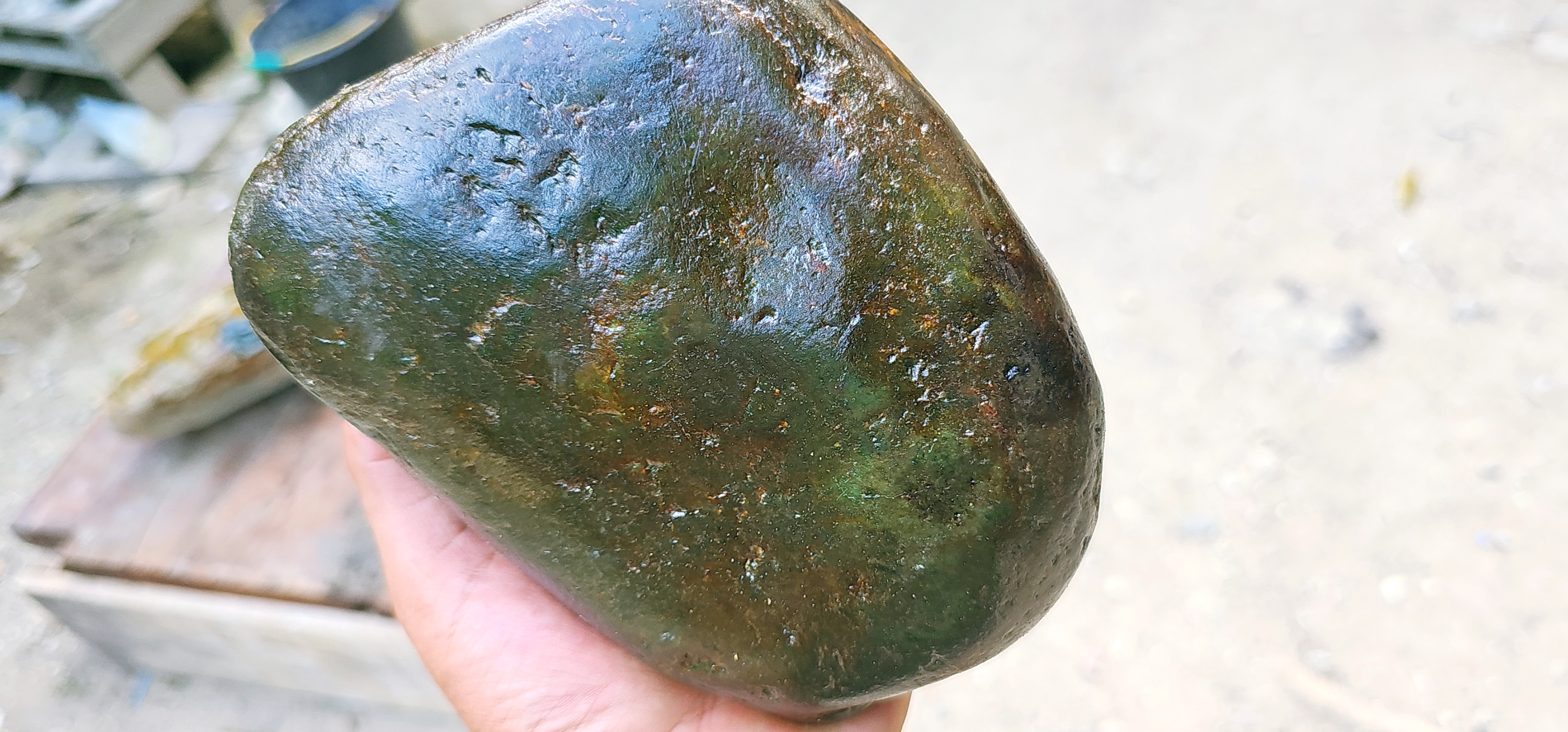 Aceh Natural Deep Nephrite Jade with Smoky Moss Green Undertones and Naturally Weathered Contours Rough Stone – 2 KG